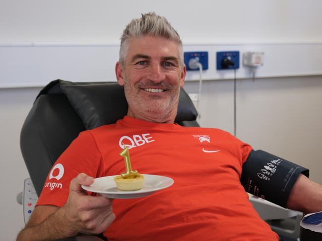 Former Sydney Swans player Brett Kirk at the Lifeblood Moore Park Donor Centre at Swans HQ.