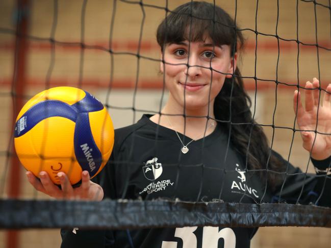 Harry Robinson-Cox identifies as a woman and plays volleyball for Adelaide University. She is upset with comments made by the Prime Minister Scott Morrison, in relation to trans women in sport. 3 March 2022. Picture Dean Martin