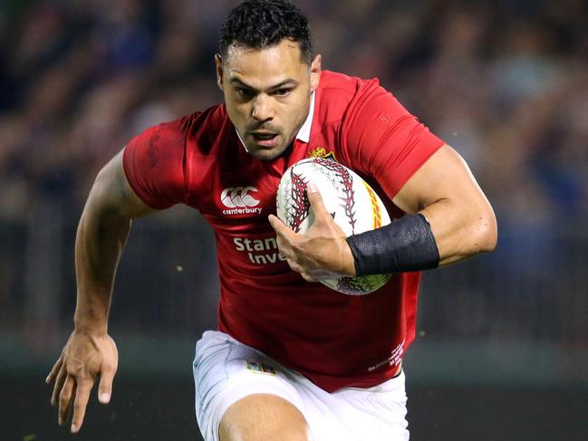 Ben Te’o, pictured here in action for the British and Irish Lions, is seen as an ideal replacement for Samu Kerevi at the Reds. Picture: AFP