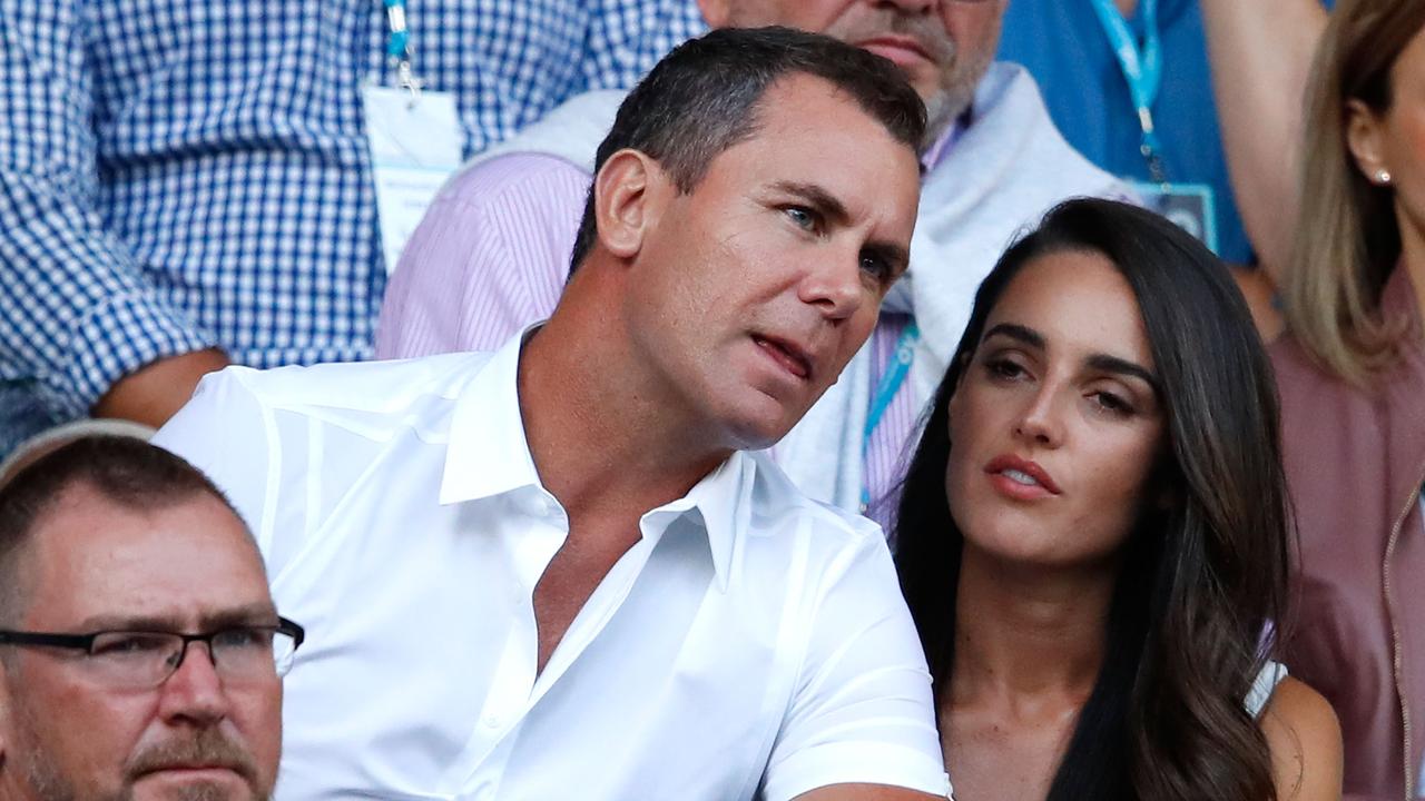 Wayne Carey and Jessica Paulke at the 2018 Australian Open. (Photo by Scott Barbour/Getty Images)