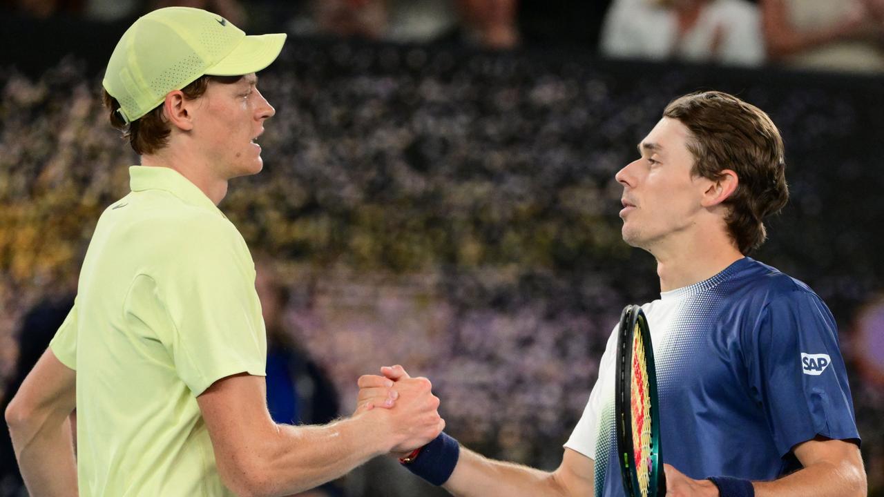 Alex de Minaur was blown away in straight sets by Jannik Sinner. (Photo by Yuichi YAMAZAKI / AFP)