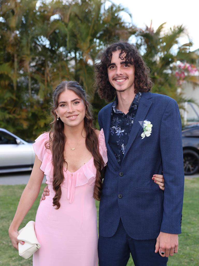 Sienna Stephenson and Darcy Ralston at Coombabah State 2024 High School Formal at the Gold Coast Turf Club. Picture: Portia Large.