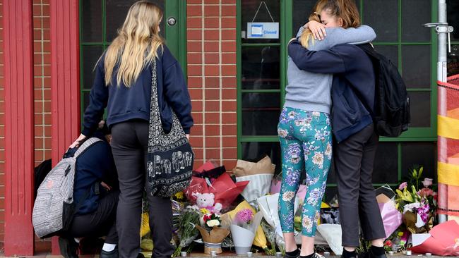 Tributes at the scene where Sophia was struck and killed. Picture: Tricia Watkinson