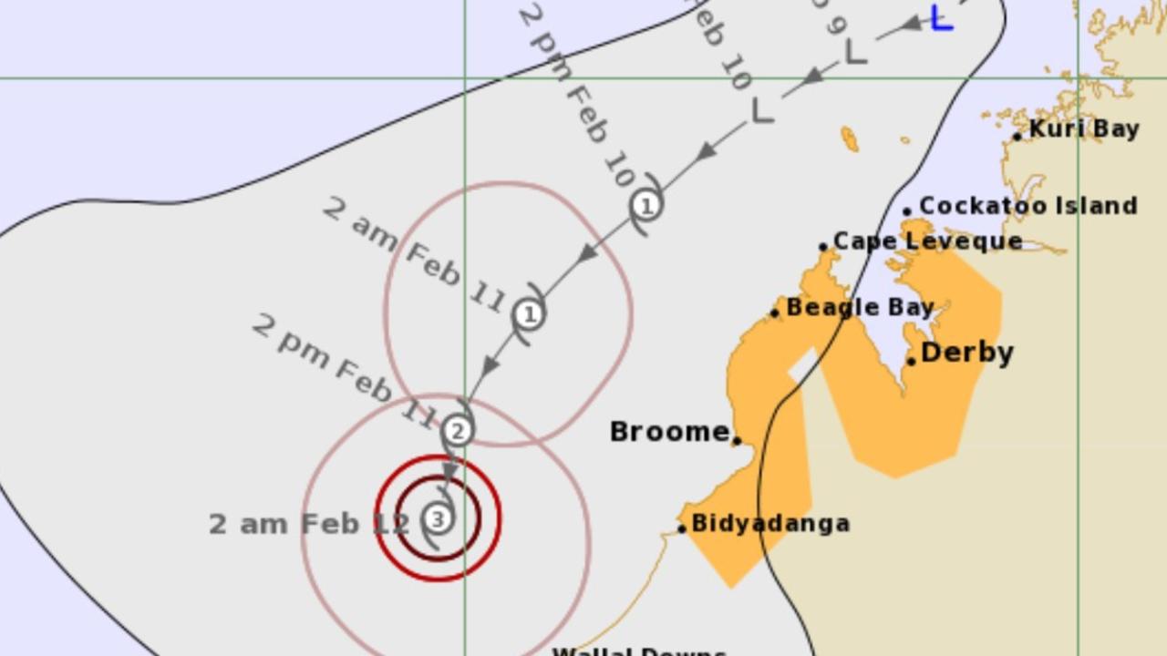 The tropical low is expected to move south towards the Pilbara coast from Tuesday. Picture: BOM