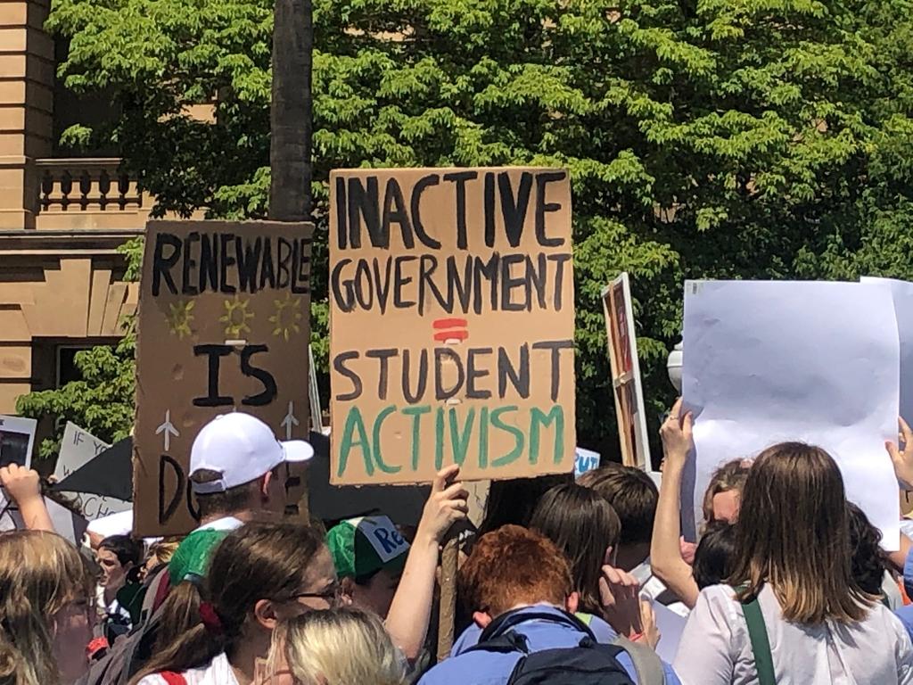 School students rally against climate change in Brisbane CBD. Picture: AAP/Dan Peled