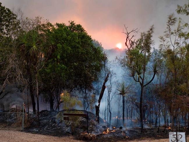 Twenty-five firefighting crews — mostly volunteers — contained a blaze at Noonamah. Picture: Che Chorley