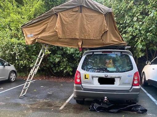 Photo of an overnight camper at Noosa Heads has sparked outrage online. Picture: Facebook / Martin Doyle