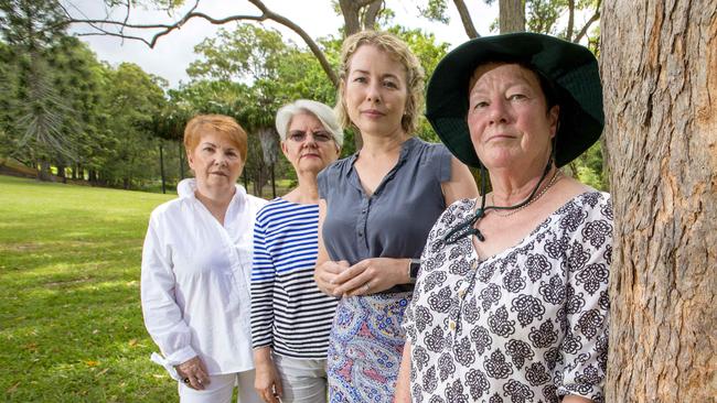 (L-R) Anne Boccabella, Carolyn Berezovsky, Ali King and Di say the zipline could potentially harm endangered animals and have other unintended consequences. Picture: AAP/Richard Walker