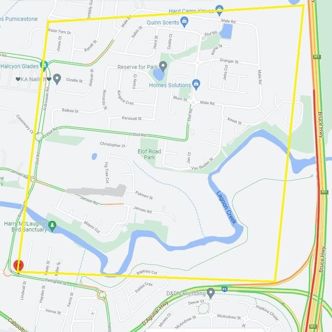 The area included in the emergency declaration at Caboolture. Source: Queensland Police