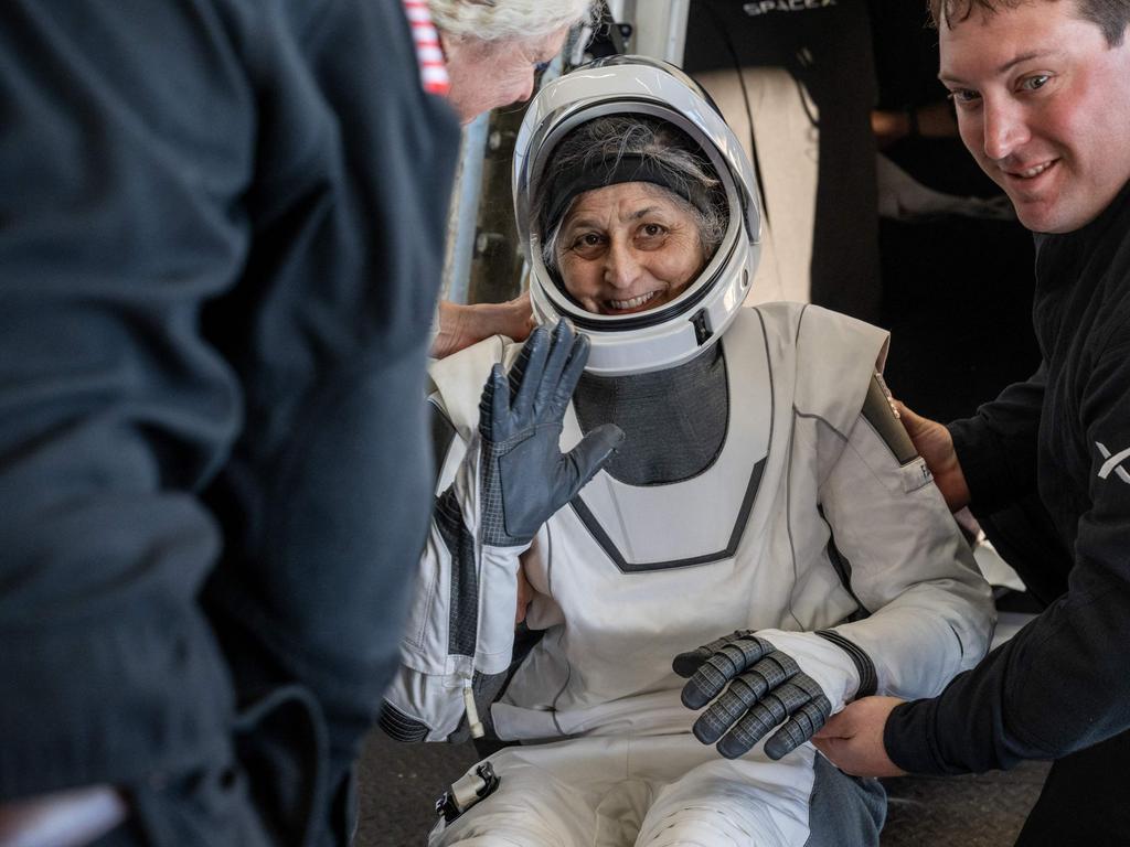 NASA astronaut Suni Williams being helped out of a SpaceX Dragon spacecraft. Picture: NASA via AFP