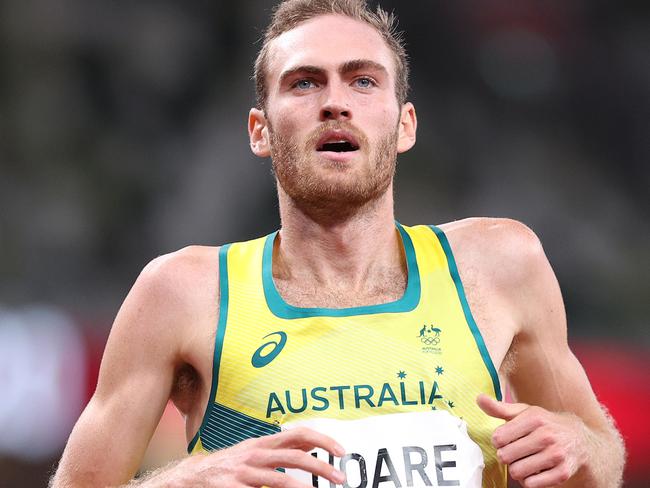 TOKYO, JAPAN - AUGUST 05: Oliver Hoare of Team Australia competes in the Men's 1500 metres semi final on day thirteen of the Tokyo 2020 Olympic Games at Olympic Stadium on August 05, 2021 in Tokyo, Japan. (Photo by Christian Petersen/Getty Images)