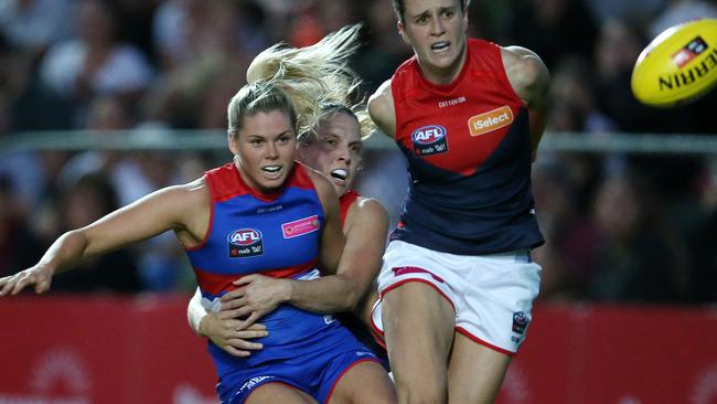 The Bulldogs’ AFLW win was the perfect way to spend a Saturday night. Picture: Michael Klein