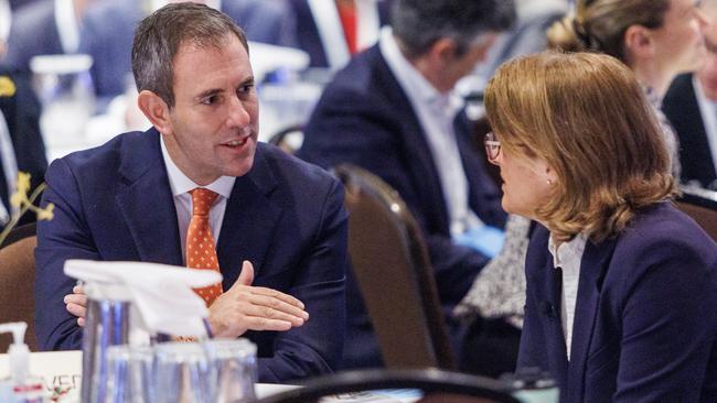 Treasurer Jim Chalmers and Reserve Bank governor Michele Bullock. Picture: Aaron Francis