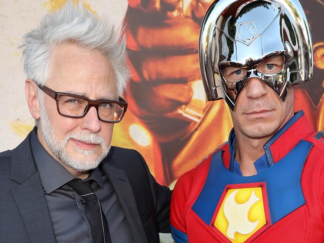 LOS ANGELES, CALIFORNIA - AUGUST 02: (L-R) James Gunn and John Cena attend the Warner Bros. premiere of 