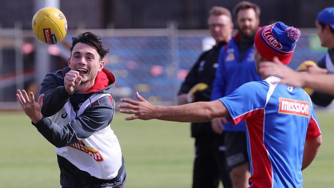 Toby McLean during Bulldogs training. Picture: Michael Klein