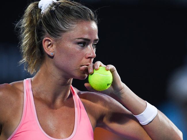 Italian Camila Giorgi is ranked 54 places behind Australian Ash Barty. Picture: AAP