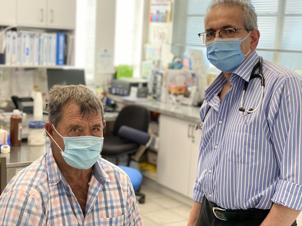 Patient Joe Stopajnik with Dr Karoly Albert at Hanover Street Medical in Melbourne’s Oakleigh.