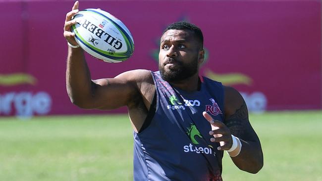 Queensland captain Samu Kerevi at training in Brisbane yesterday. The Reds are promising a slightly more nuanced attack against the Lions. Picture: AAP