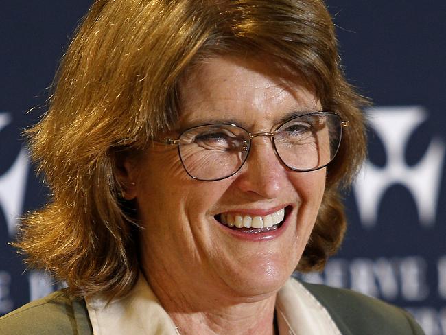 SYDNEY, AUSTRALIA - NewsWire Photos SEPTEMBER 24 , 2024:   Reserve Bank Governor Michele Bullock holding a press conference discussing the Reserve Bank Board's monetary policy decision. Rates will remain the same for now until inflation drops further. Picture: NewsWire / John Appleyard