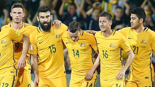 The Socceroos hammered Tajikistan at Adelaide Oval in March. Picture: Sarah Reed.