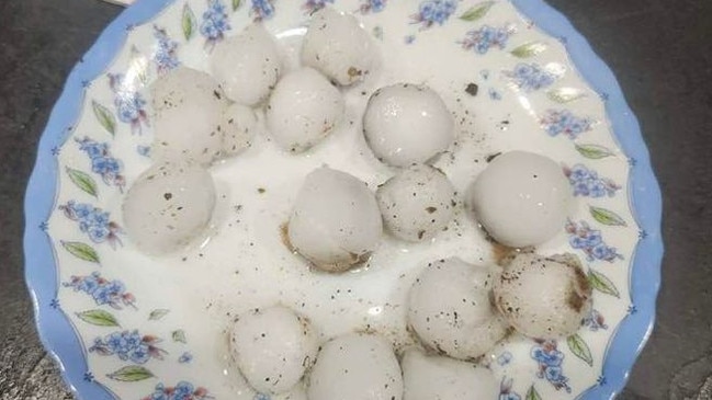 Huge hailstones at Arno Bay. Picture: David Karin King