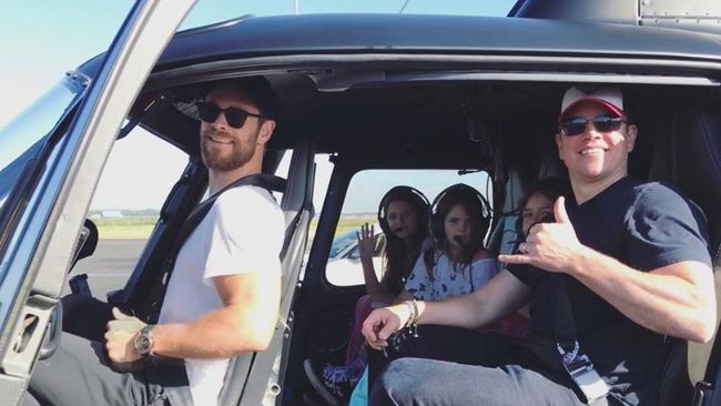 Matt Damon and his daughters with Chris Hemsworth in Brisbane in 2017