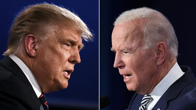 US President Donald Trump and Democratic Presidential candidate former Vice President Joe Biden squaring off during the first presidential debate last month. Picture: AFP