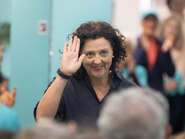 Dr Monique Ryan with her supporters at the Malvern campaign office the day after the federal election. Picture: Tony Gough