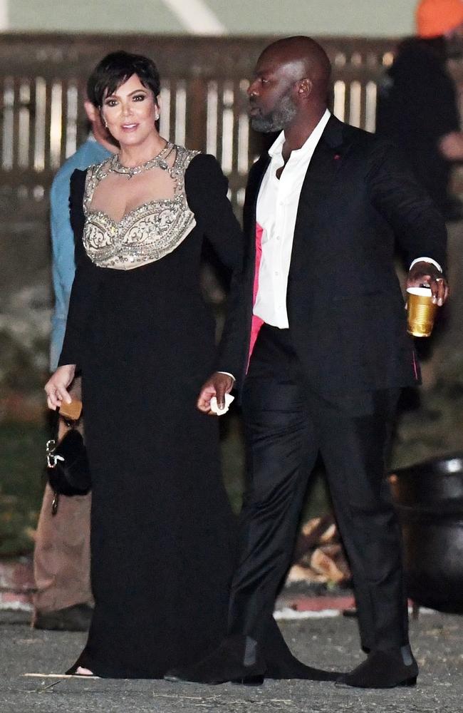 Kris Jenner and her partner Corey Gamble were seen at a food truck while leaving Jennifer Lawrence's wedding party in Rhode Island. Picture: JosiahW/Backgrid