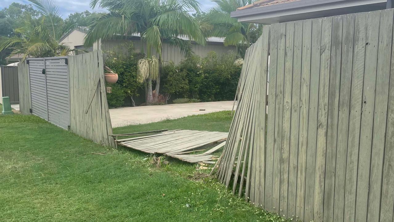 The damaged fence in Zircon St, Urangan.