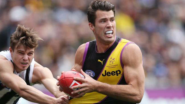 Premiership full back Alex Rance is the glue that holds the Tigers’ defence together. Picture: Michael Klein