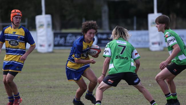 Action galleries of the junior rugby union grand finals, match played at Surfers Paradise Home Ground. Gold Coast Eagles Vs Currumbin Alligators under 16s division. Picture Mike Batterham