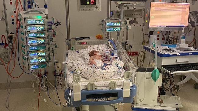 Haylee Jade Camm has been in the ICU at Brisbane Children’s Hospital for nearly three months.