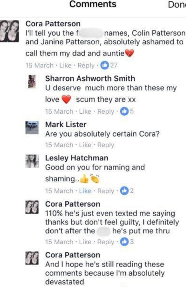 Cora saw CCTV footage of her dad on Facebook and went to police.