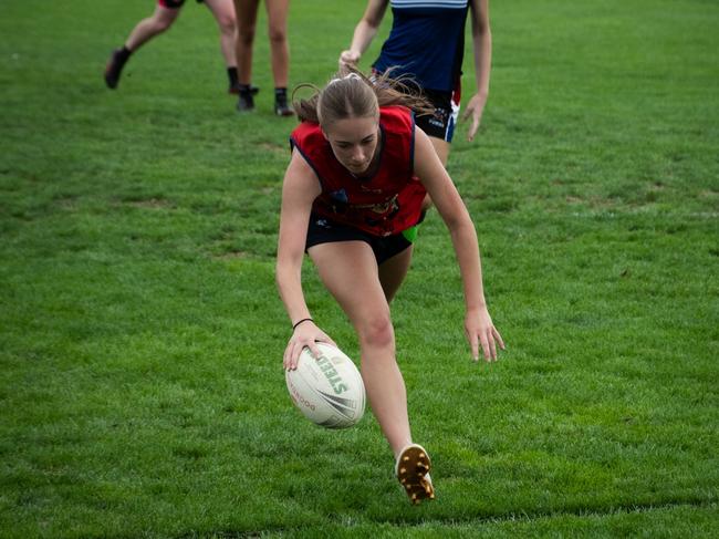 Lilly Pickering of the Canberra Brindies Touch Football team at the Junior State Cup. Picture: Canberra Brindies