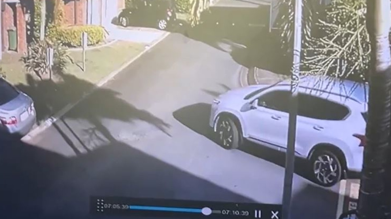 Footage shows a white SUV leaving the house about 7.10am. Picture: 9News