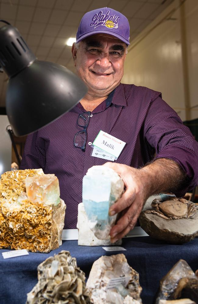 Rameen Minerals stall owner Hayat Malik of Sydney at Gemfest hosted by Toowoomba Lapidary Club at Centenary Heights State High School, Saturday, October 19, 2024. Picture: Kevin Farmer