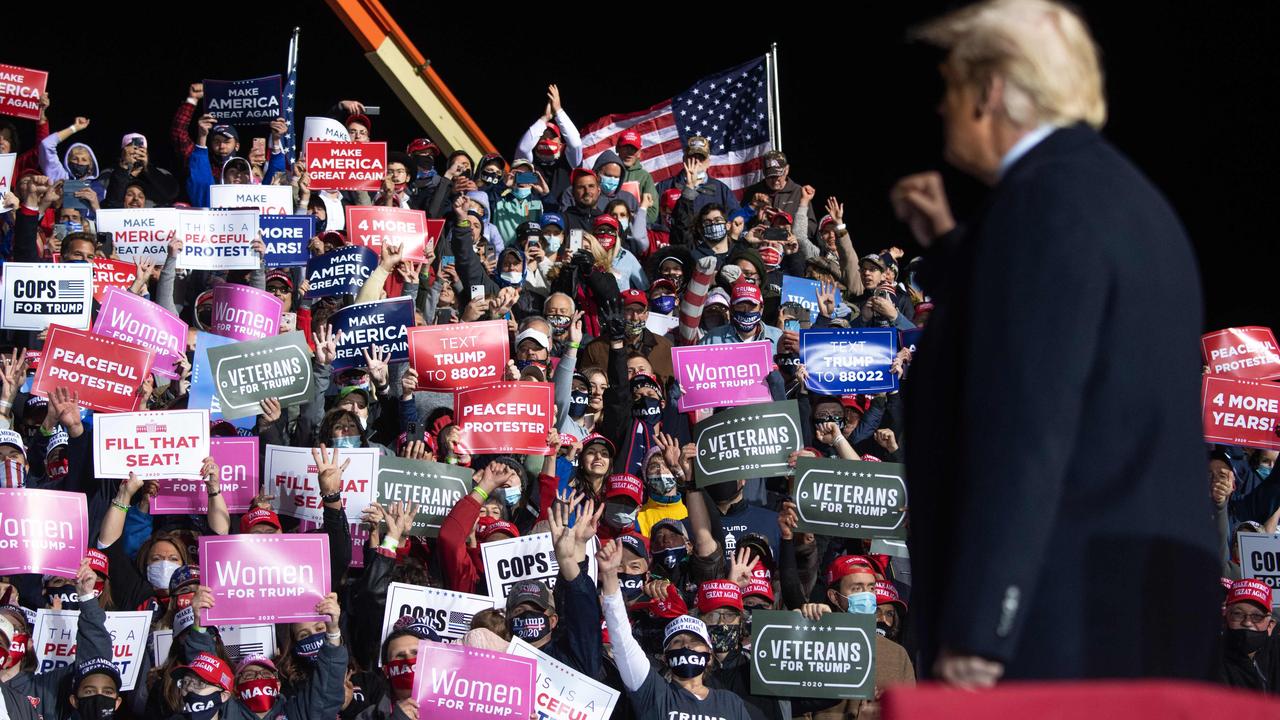 Thousands of supporters gathered at the John Murtha Johnstown-Cambria County Airport. Picture: Saul Loeb/AFP