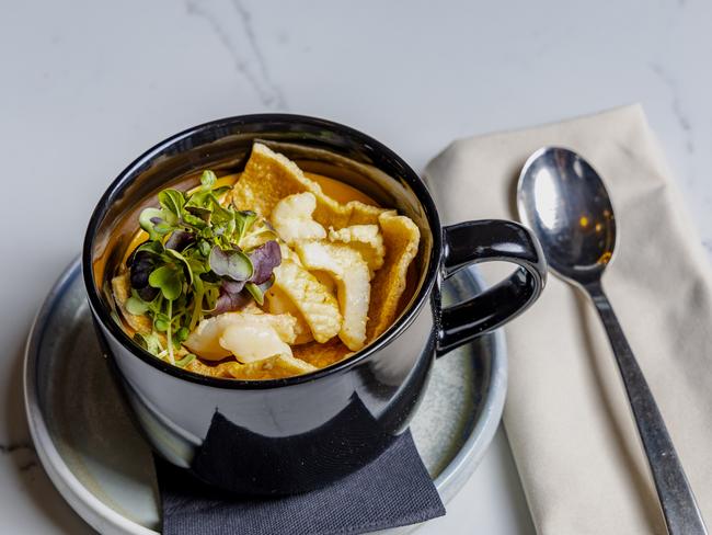 Franklin Wharf Restaurant &amp; Bar’s rich and creamy seafood chowder. Picture: RICHARD HO from MINCH MEDIA