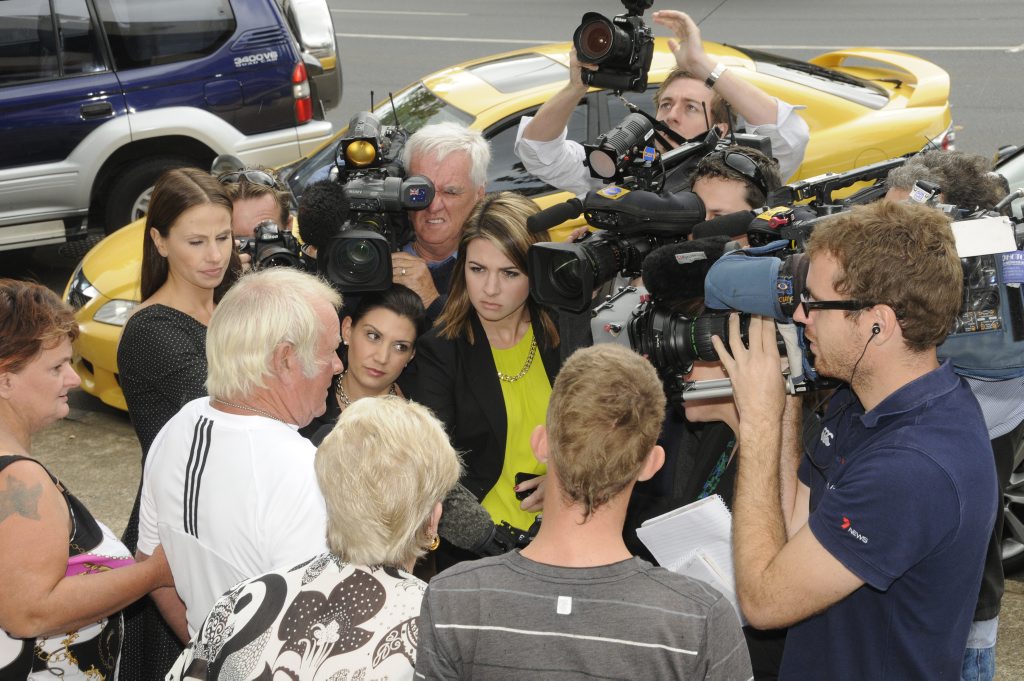 Court: Trevor Hilton leaves court on day 3 of the inquest into the unsolved murders of nurses Lorraine Wilson, 20, and Wendy Evans, 18, in Toowoomba.Wilson and Evans went missing in October 1974 during a trip to Brisbane for a brief holiday. Photo: Bev Lacey / The Chronicle. Picture: Bev Lacey