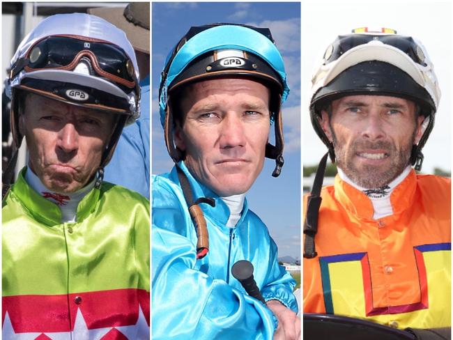 Jockeys (from left) Michael Cahill, Dan Griffin and Chris Whiteley.