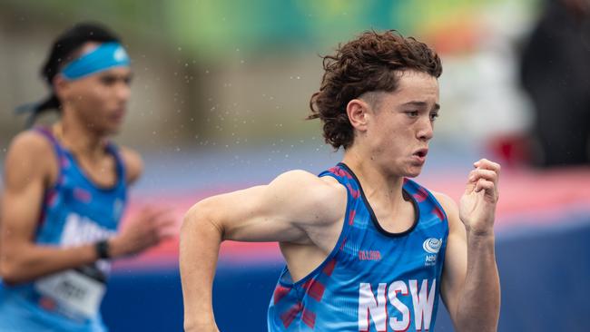 NSW athlete Max Marshall from Shoalhaven Heads takes the gold in the U15 200m race.