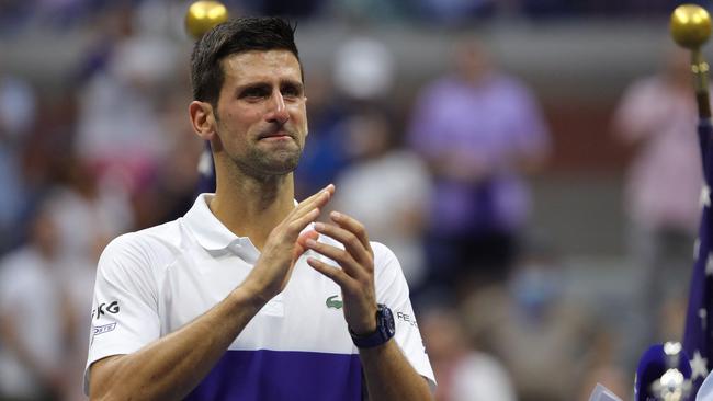 Novak Djokovic was in tears after the match. Picture: AFP