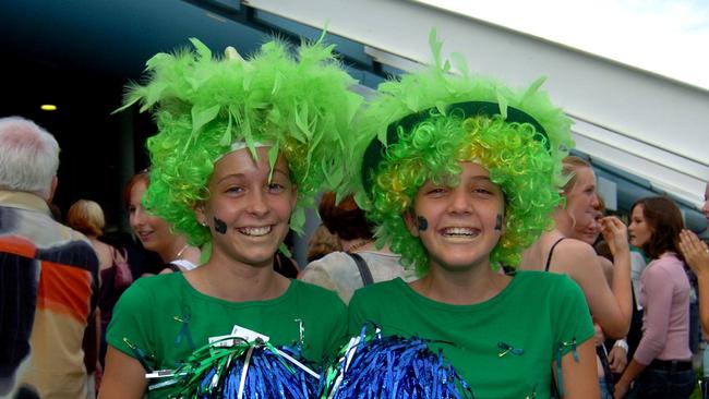 Alix Clarke and Demelza Glaister both 13 yrs at the Crocs V The Hawks at the Swamp Picture: Bryan Lynch gt366027