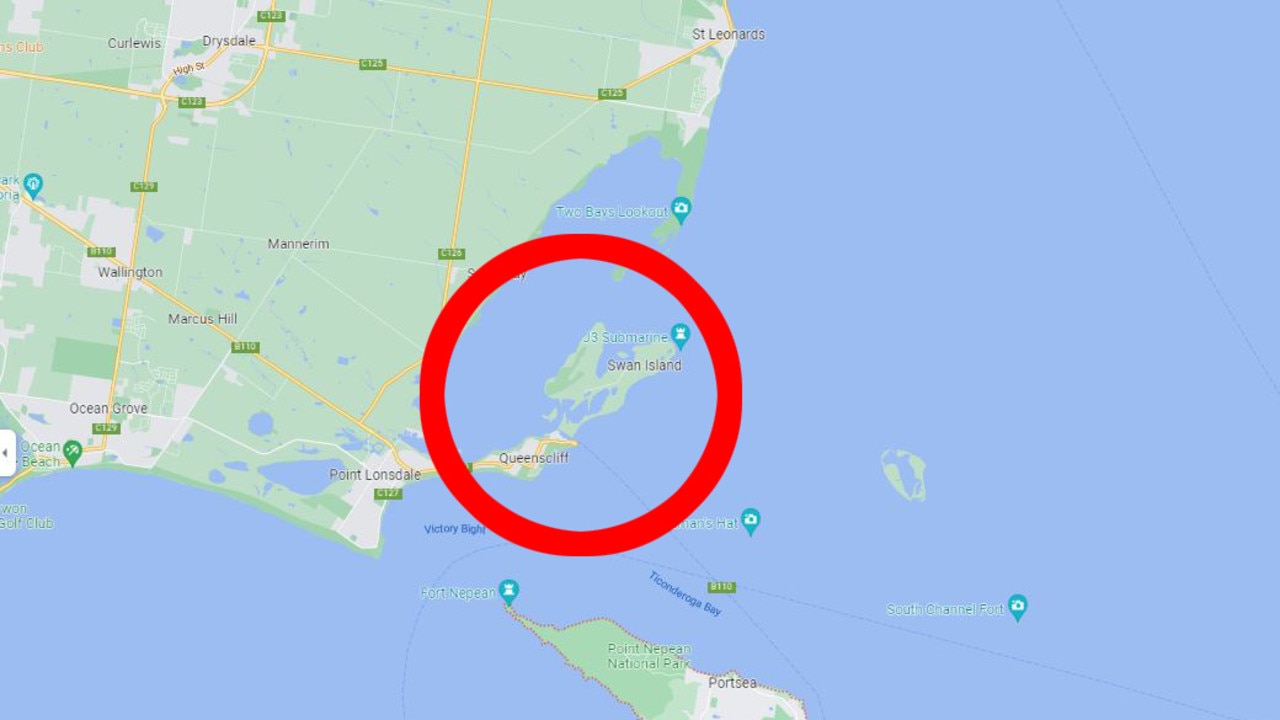 The teens were found shivering on Swan Island. Picture: Google Maps