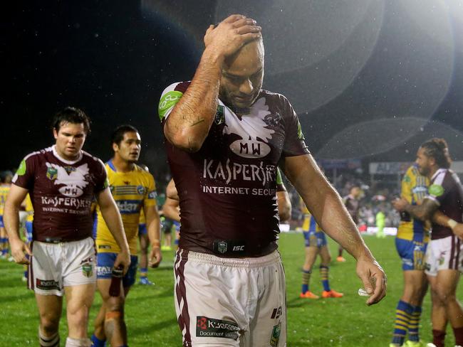 Manly's Brett Stewart after the 2015 Round 24 loss against he Parramatta Eels at Brookvale Oval / Picture Gregg Porteous (There is no suggestion that Stewart is involved with match fixing)