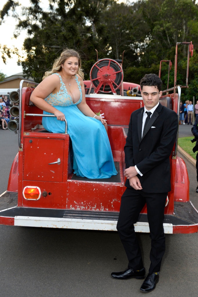 Katrina Johnson and Samuel Taylor arrive in a 1968 Bedford fire truck at Concordia formal at Redlands campus, Thursday, November 16, 2017. Picture: Kevin Farmer