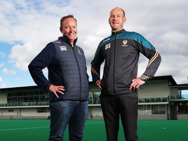 Stephen McMullen, left, has been named as the new head coach of the Tassie Tigers men’s hockey team. Luke Doerner has been reappointed head coach of the women’s team. Picture: Nikki Davis-Jones