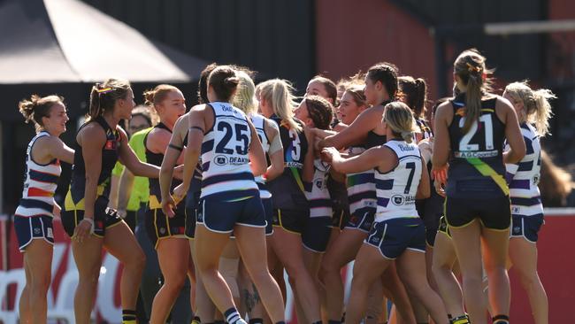 The match got heated in the third term as Richmond and Geelong players scuffle Picture: Robert Cianflone/Getty Images