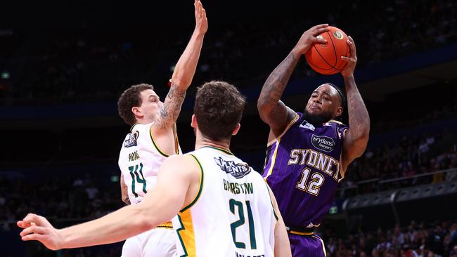 Jarell Martin attacks the basket against the JackJumpers. Picture: Mark Metcalfe/Getty Images